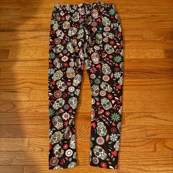 Sugar Skull Floral Print Leggings -Large - Picture 5 of 8